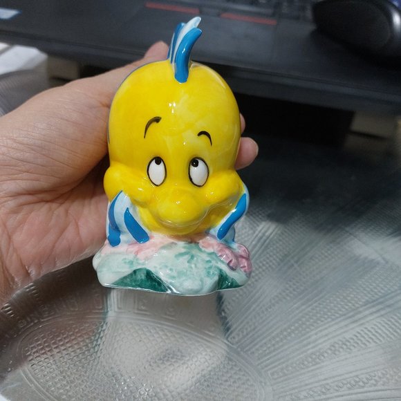 Vintage Disney Japan The Little Mermaid Flounder Ceramic Figurine Little Mermaid - Picture 1 of 7
